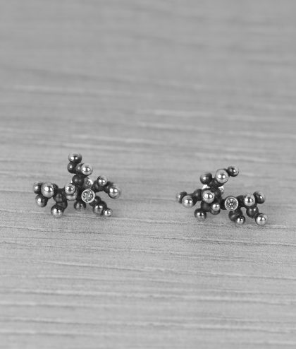 "Colony" Silver Earrings with Pale Green Sapphires