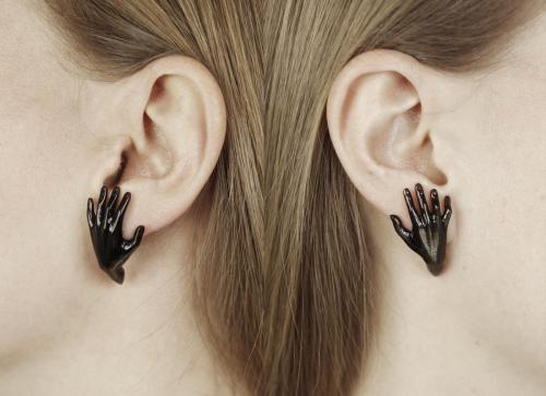 Sheen obsidian, white gold 585