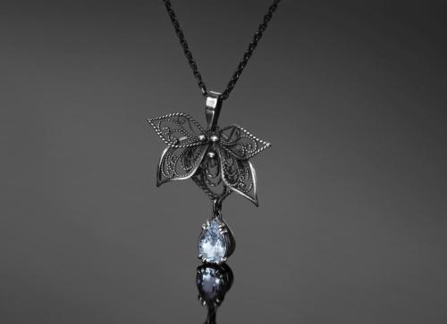 Silver 925, aquamarine