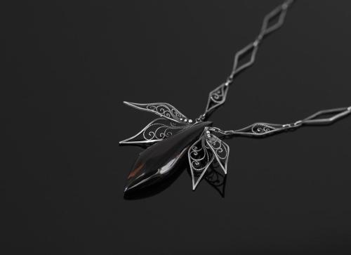 Silver 925, obsidian