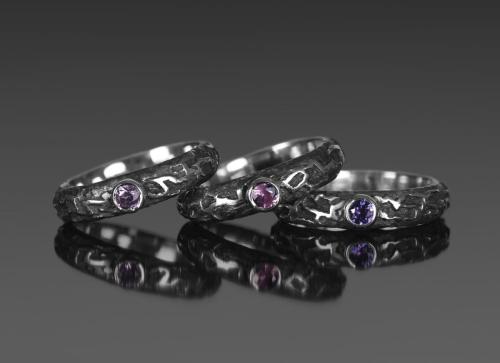 Silver 925, pink-blue sapphires