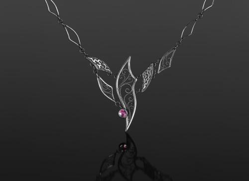 Silver 925, pink-blue sapphire