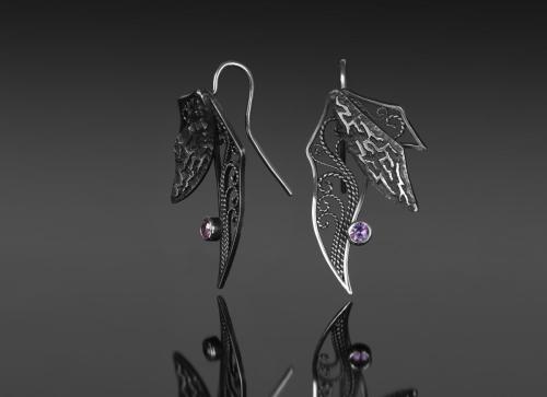 Silver 925, pink-blue sapphires