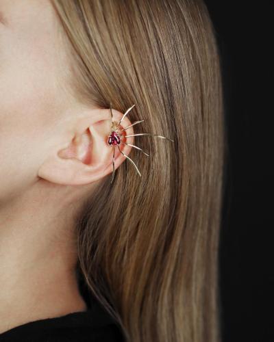 Yellow gold 585, rhodolite